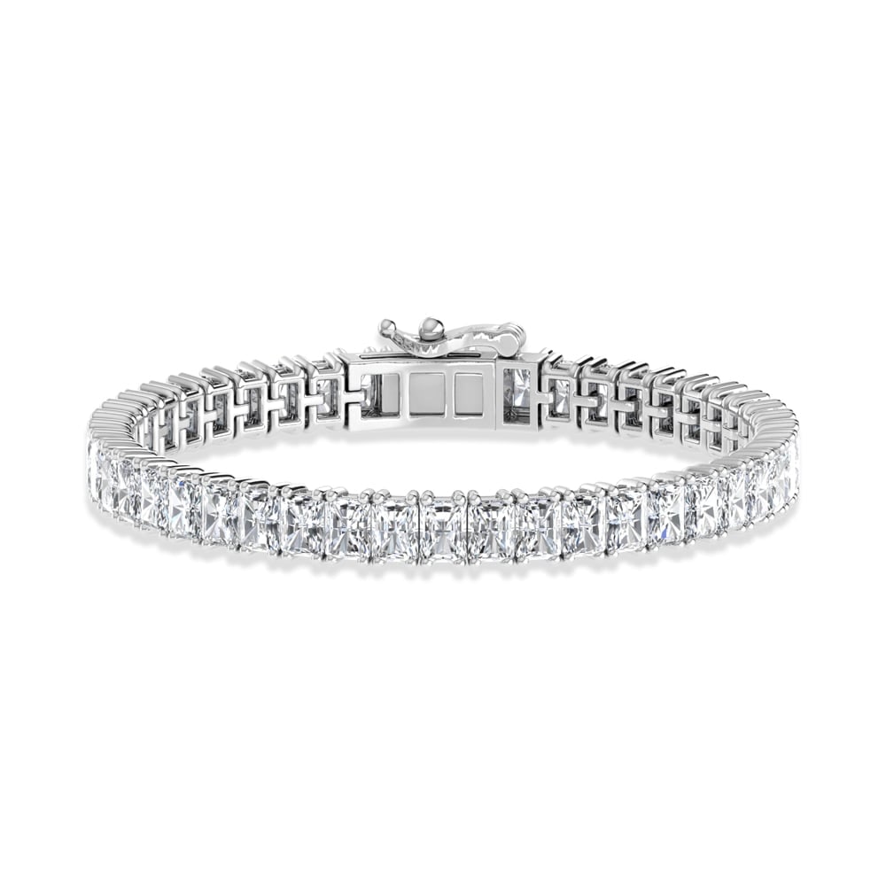 14K White Gold 13 Ct.Tw. Radiant Vertical Shape Lab Grown Diamond Tennis Bracelet