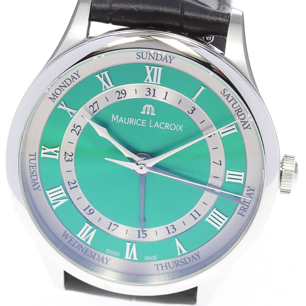 Maurice Lacroix Masterpiece 5 Hands Mens Automatic Watch MP6507-SS001-610-2: Maurice Lacroix Masterpiece 5 Hands Mens Automatic Watch MP6507-SS001-610-2 Pre-owned Maurice Lacroix Masterpiece 5 Hands men's wristwatch with automatic movement and day-date display. This watch is d