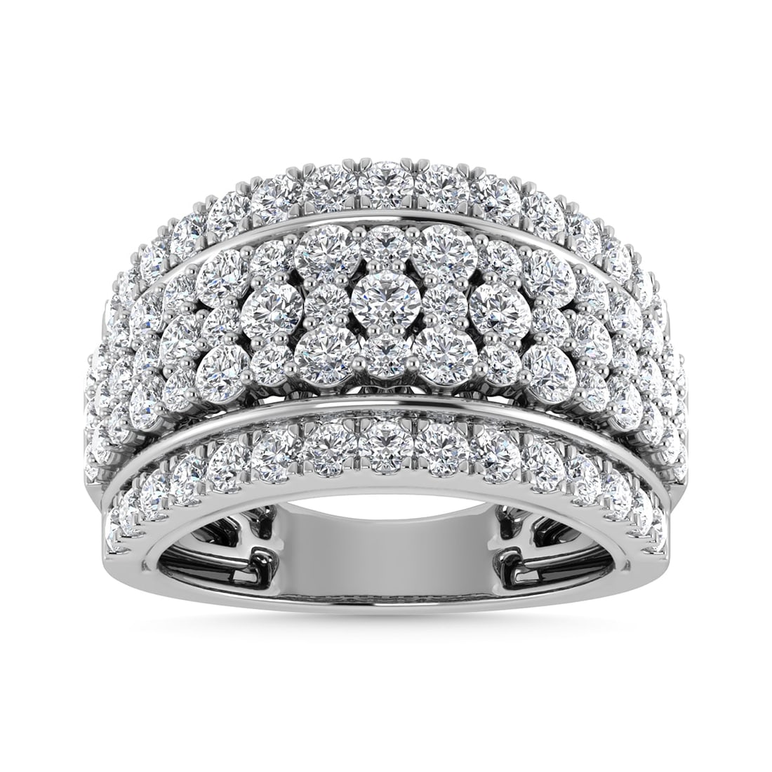 Diamond 2 Ct.Tw. Fashion Ring in 14K White Gold: Diamond 2 Ct.Tw. Fashion Ring in 14K White Gold 14k White Gold Stone Color: G-h Stone Clarity: Si2 Each ring is presented in standard size 6.5. Complimentary resizing is available between sizes 510 (i