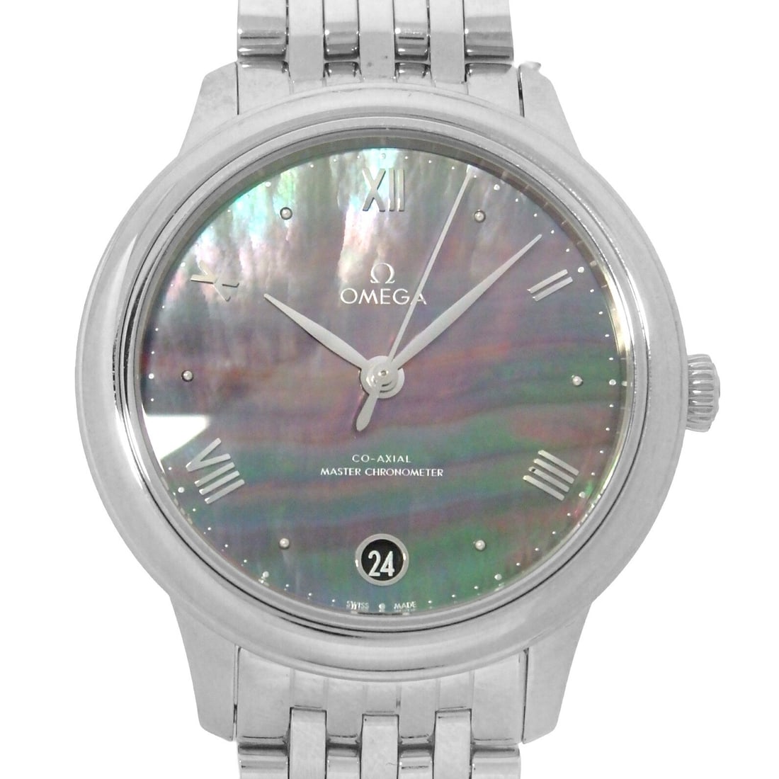 Omega De Ville Prestige Womens Wristwatch Ref 434.10.34.20.07.001 Co-Axial: Omega De Ville Prestige Womens Wristwatch Ref 434.10.34.20.07.001 Co-Axial Pre-owned Omega De Ville Prestige women's wristwatch with automatic movement and chronometer Co-Axial designation. This stain