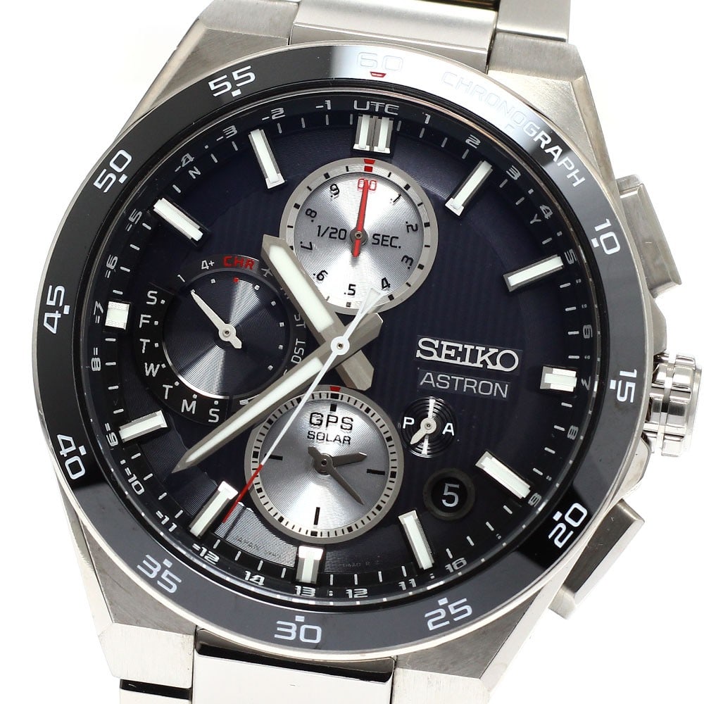 SEIKO Astron Nextar SBXC151 5X83-0AA0-1 men's solar wristwatch: SEIKO Astron Nextar SBXC151 5X83-0AA0-1 men's solar wristwatch Pre-owned SEIKO Astron Nextar men's wristwatch with a black dial and solar radio controlled movement. It features day-date and multifunct