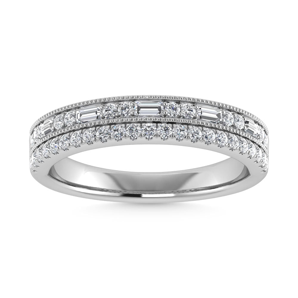 14K White Gold Diamond 1/3 Ct.Tw. Stackable Band: 14K White Gold Diamond 1/3 Ct.Tw. Stackable Band 14k White Gold Stone Color: G-h Stone Clarity: I1-i2 Each ring is presented in standard size 6.5. Complimentary resizing is available between sizes