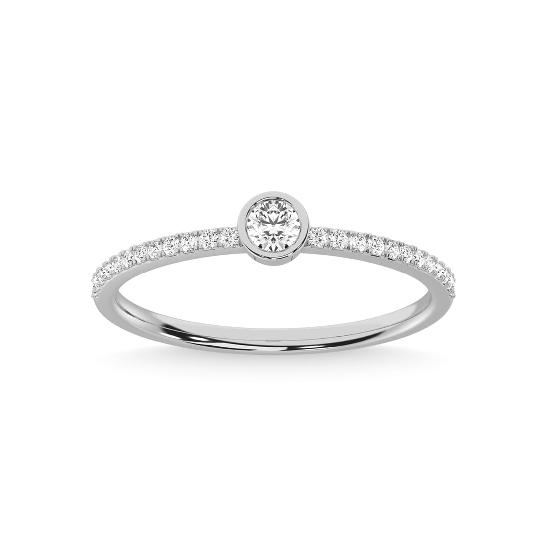 14K White Gold Diamond 1/5 Ct.Tw. Stackable Band: 14K White Gold Diamond 1/5 Ct.Tw. Stackable Band 14k White Gold Stone Color: G-h Stone Clarity: I1 Each ring is presented in standard size 6.5. Complimentary resizing is available between sizes 510 (i