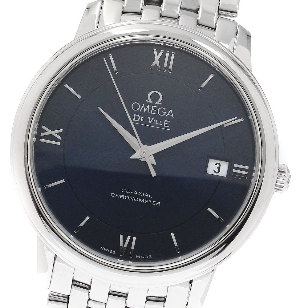 OMEGA De Ville Prestige 424.10.37.20.03.001 Mens Date Automatic Watch: OMEGA De Ville Prestige 424.10.37.20.03.001 Mens Date Automatic Watch Pre-owned OMEGA De Ville Prestige wristwatch with automatic movement and date function. This men's watch features a navy dial and 