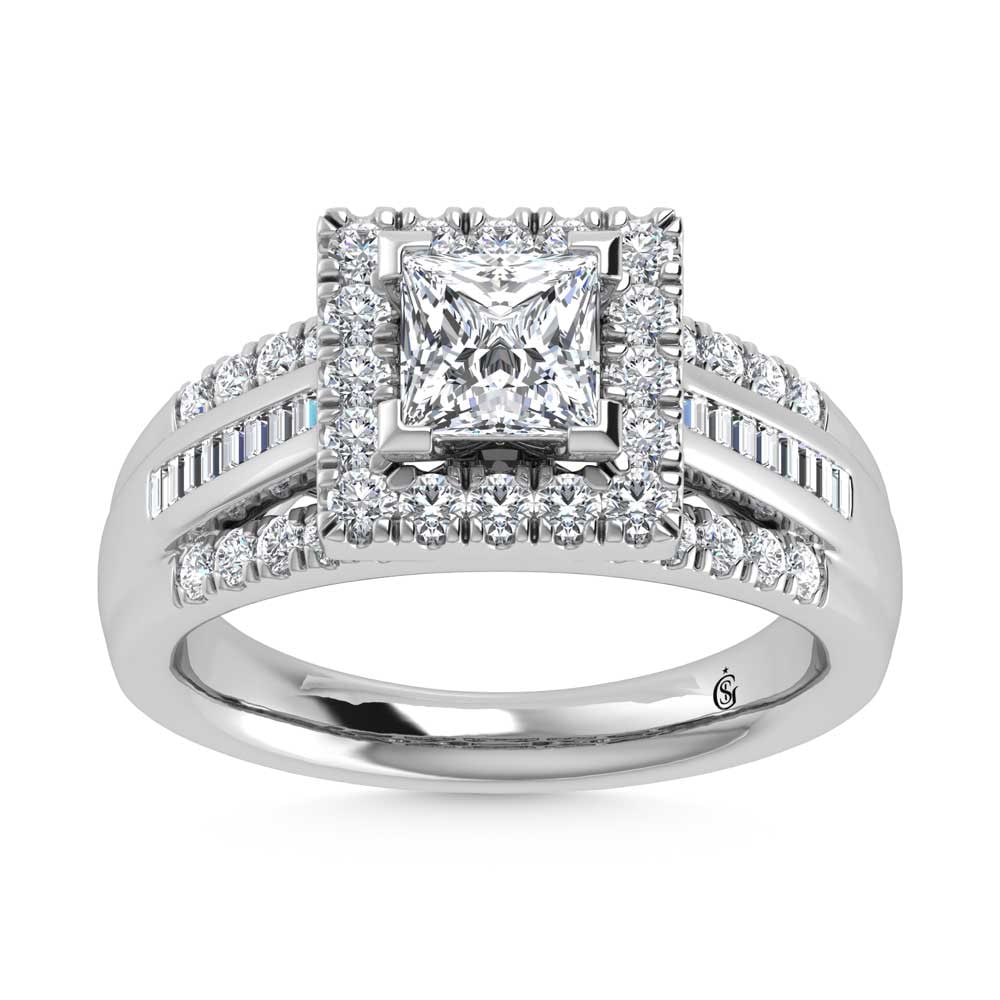 10K White Gold Lab Grown Diamond 1 7/8 Ct.Tw. Princess Shape Engagement Ring (IGI Certified Center: 10K White Gold Lab Grown Diamond 1 7/8 Ct.Tw. Princess Shape Engagement Ring (IGI Certified Center 1ct) 10k White Gold Stone Color: D-f Stone Clarity: Vs Each ring is presented in standard size 6.5. C