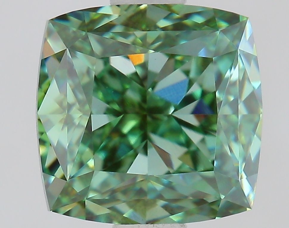 Loose Diamond - CUSHION MODIFIED 1.83ct Fancy Vivid Green VVS2: Loose Diamond - CUSHION MODIFIED 1.83ct Fancy Vivid Green VVS2 Source: This is a real non-mined Diamond that has been grown in a lab Shape: CUSHION MODIFIED Carats: 1.83 Color: Fancy Vivid Green Certi