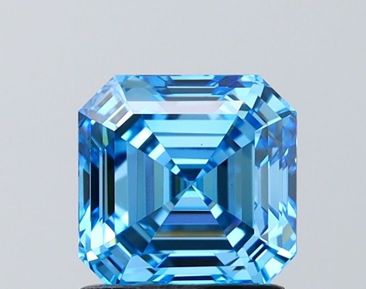 Loose Diamond - ASSCHER 1.44ct Fancy Vivid Blue VS1: Loose Diamond - ASSCHER 1.44ct Fancy Vivid Blue VS1 Source: This is a real non-mined Diamond that has been grown in a lab Shape: ASSCHER Carats: 1.44 Color: Fancy Vivid Blue Certification: IGI Video: