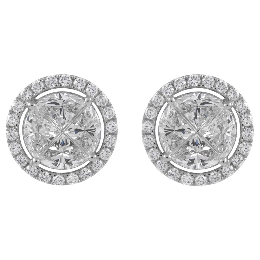Stunning 2.20ct Diamond Stud Earrings 18k White Gold Illusion Set (1 of 4)