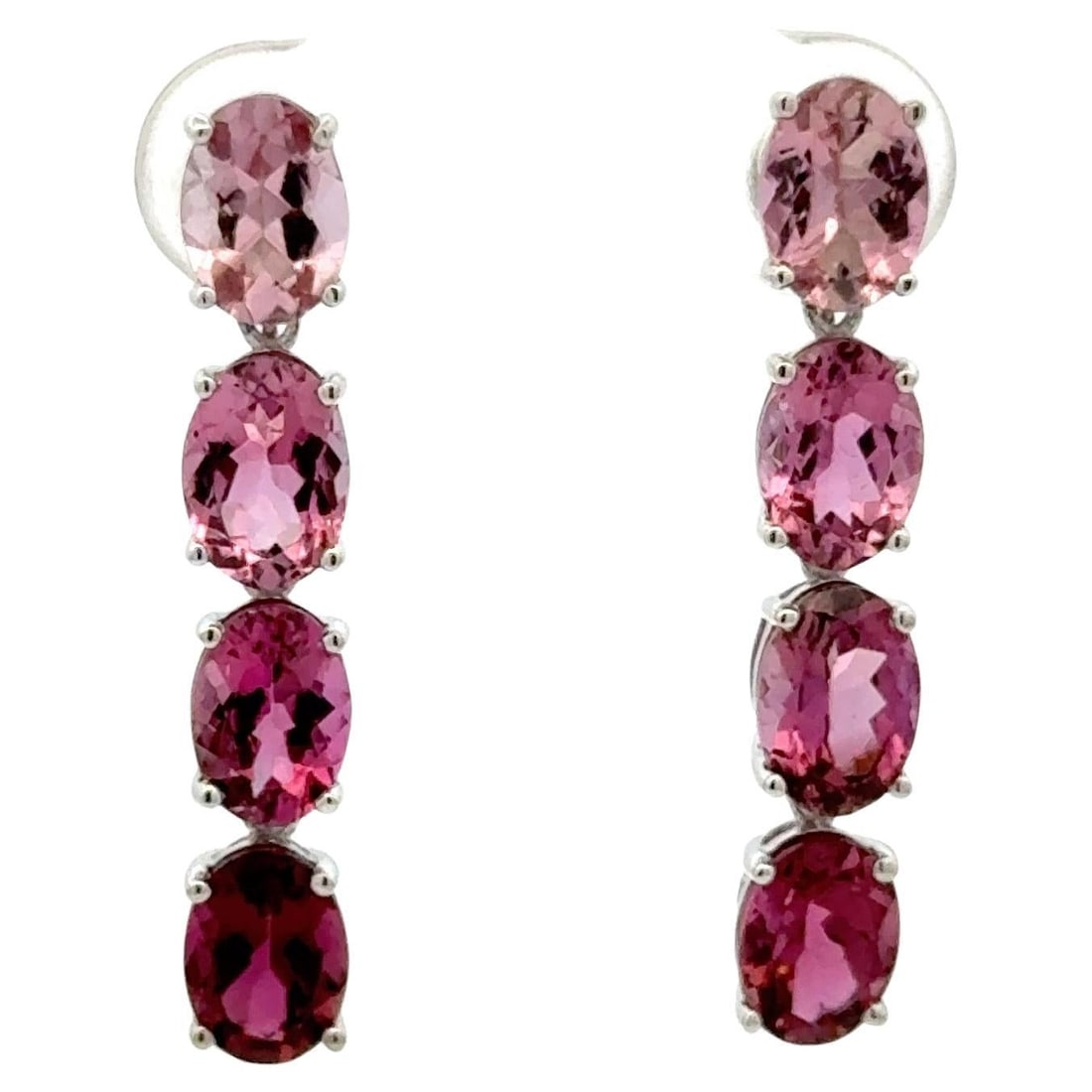 Harbor Diamonds 14K White Gold Pink Tourmaline Drop Earrings 6.20 Carats (1 of 5)