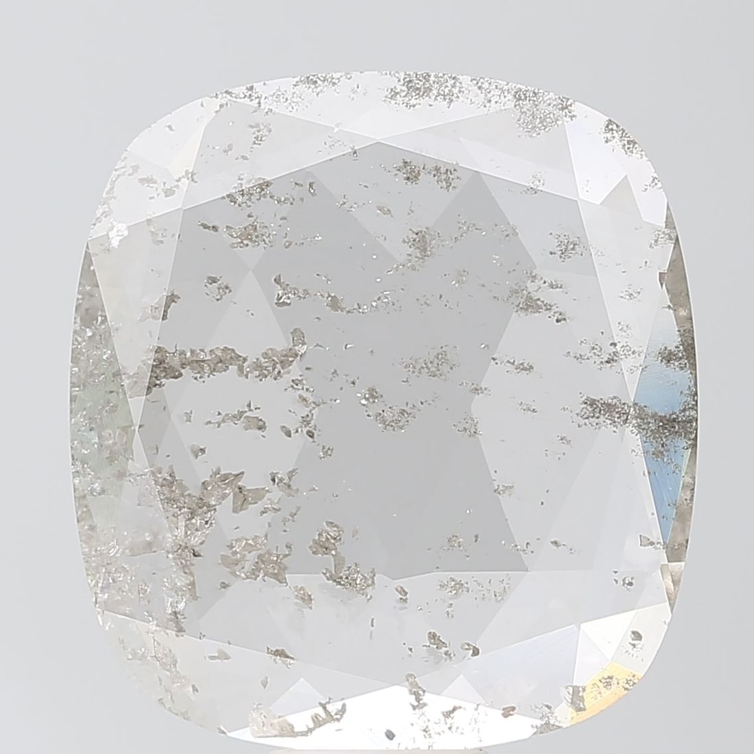 Loose Diamond - CUSHION BRILLIANT 7.29ct Salt and Pepper I2: Loose Diamond - CUSHION BRILLIANT 7.29ct Salt and Pepper I2 Source: This is a real non-mined Diamond that has been grown in a lab Shape: CUSHION BRILLIANT Carats: 7.29 Color: Salt and Pepper Certifica