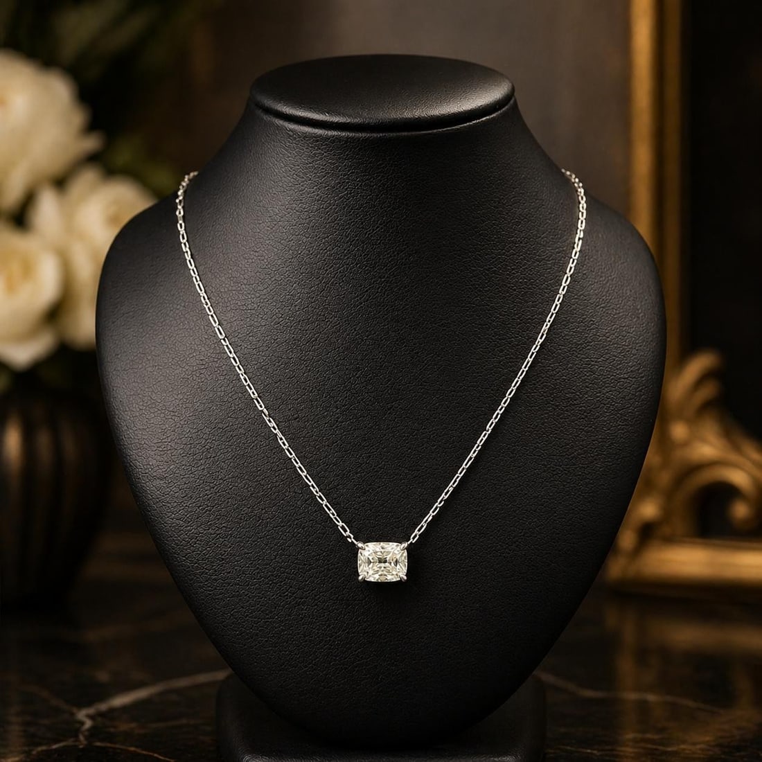 GIA 1.02ct Old Mine Cut Diamond Platinum Pendant 18 in Handmade Chain: GIA 1.02ct Old Mine Cut Diamond Platinum Pendant 18 in Handmade Chain This handmade pendant necklace features a certified 1.02 carat natural old mine cut diamond with N color and VS2 clarity, as grade