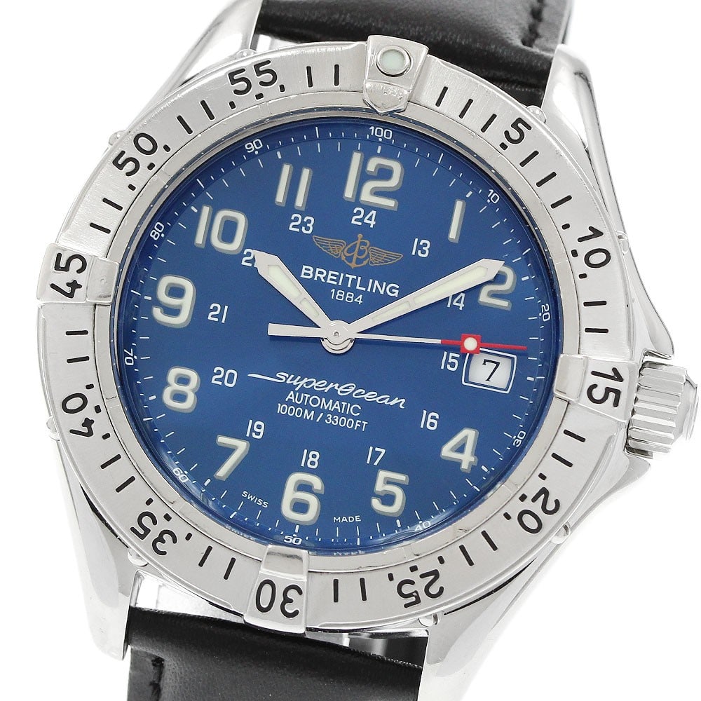 Breitling Superocean A17340 mens automatic date watch blue dial (1 of 5)