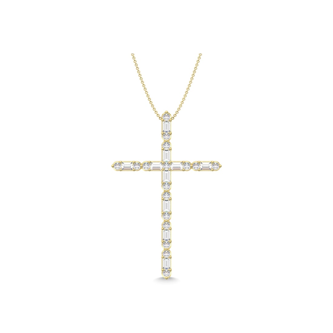 Diamond 1/4 Ct.Tw. Cross Pendant in 14K Yellow Gold: Diamond 1/4 Ct.Tw. Cross Pendant in 14K Yellow Gold 14k Yellow Gold Stone Color: G-h Stone Clarity: I1 Unless otherwise specified, pendants that include a chain are paired with our standard 18-inch le