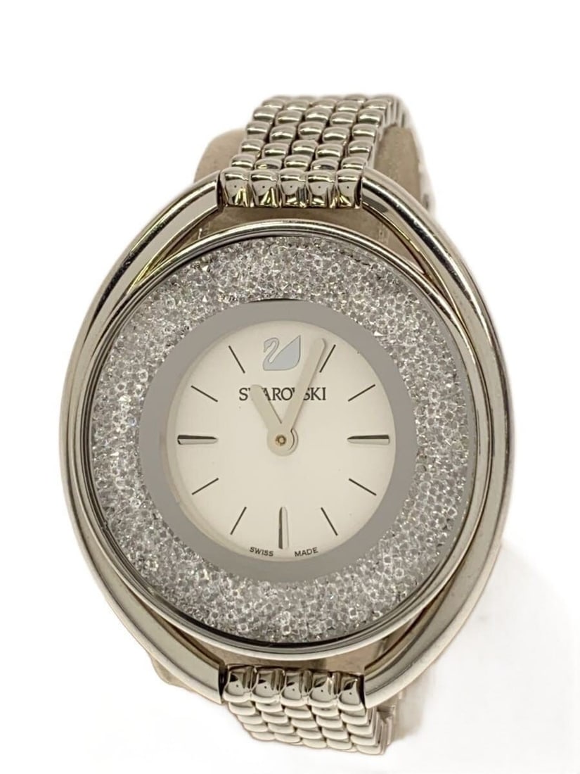 Swarovski Crystal Line Women's Quartz Wristwatch Silver 5181008: Swarovski Crystal Line Women's Quartz Wristwatch Silver 5181008 This Swarovski Crystal Line Oval Quartz women's wristwatch features a silver-tone design and Swiss origin. The watch is pre-owned with s