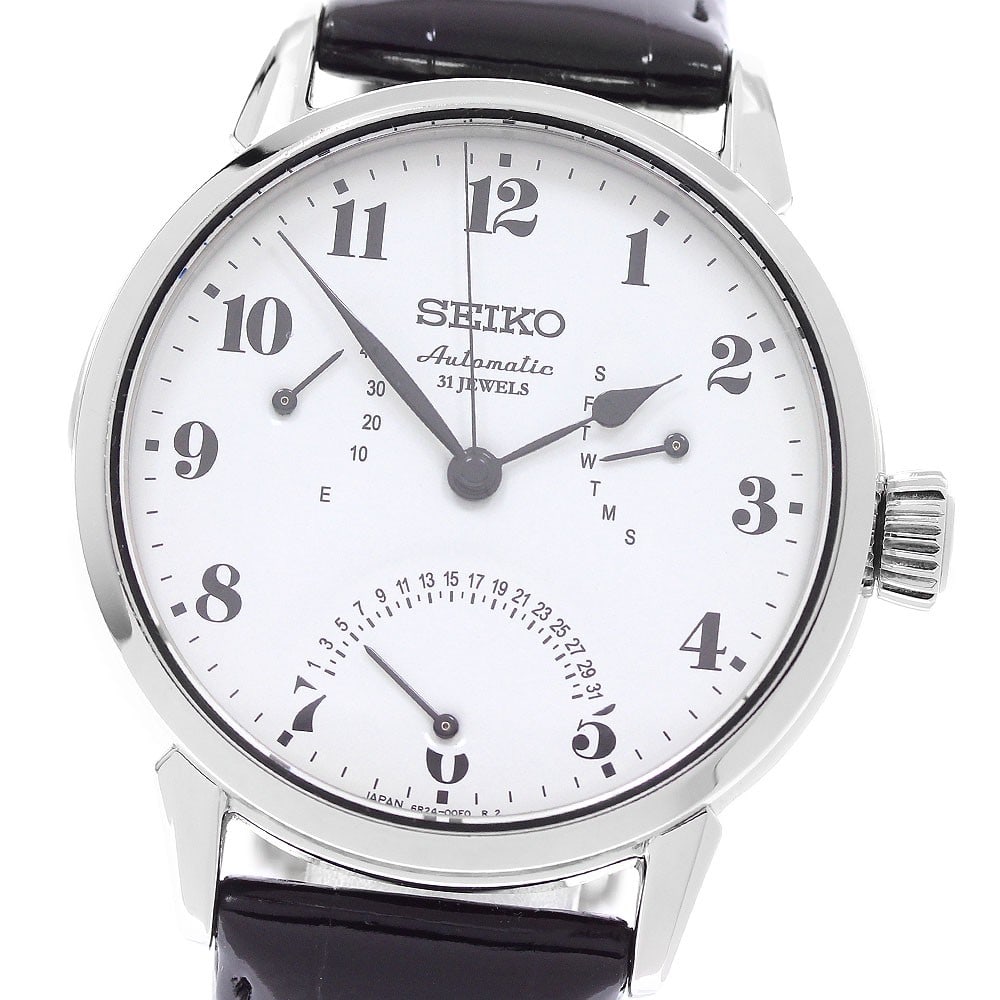 SEIKO Presage SARD007 6R24-00E0 mens automatic day-date watch: SEIKO Presage SARD007 6R24-00E0 mens automatic day-date watch Pre-owned SEIKO Presage men's wristwatch with an enamel dial, automatic movement, and day-date plus power reserve functions. It features a