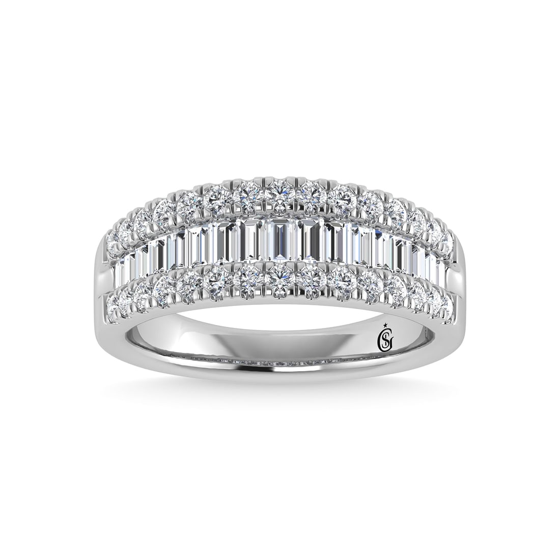 Diamond 1 Ct.Tw. Fashion Band in 14K White Gold: Diamond 1 Ct.Tw. Fashion Band in 14K White Gold 14k White Gold Stone Color: G-h Stone Clarity: Si2 Each ring is presented in standard size 6.5. Complimentary resizing is available between sizes 510