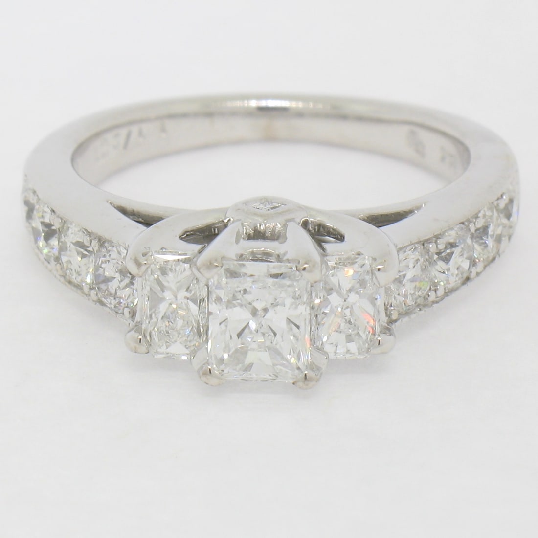 Three Stone Diamond Engagement Ring 14k White Gold 1.50ctw Size 5.5 (1 of 12)