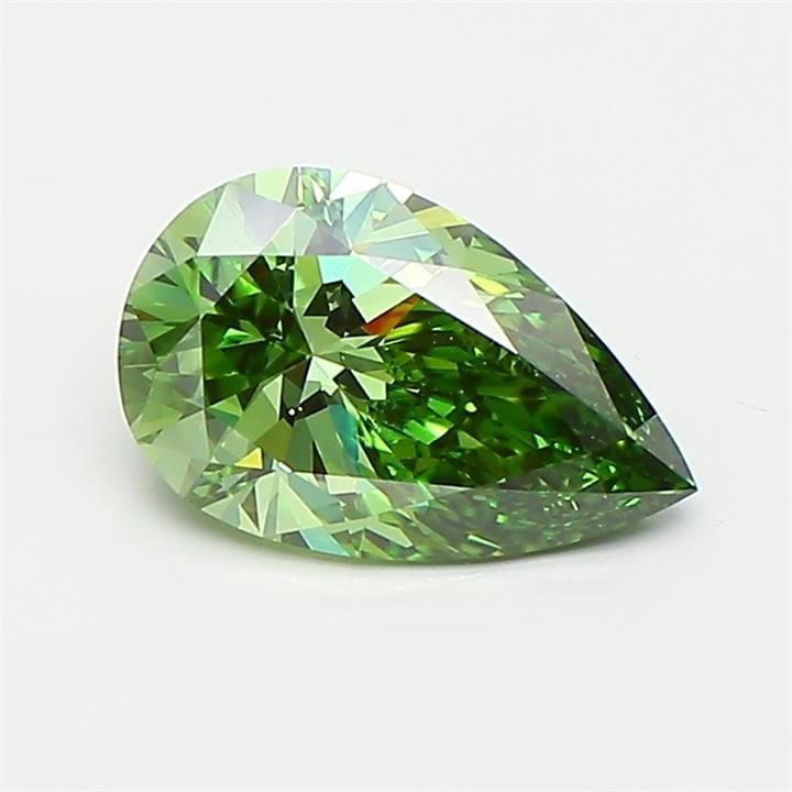 Loose Diamond - PEAR 1.01ct Fancy Vivid Green VVS2: Loose Diamond - PEAR 1.01ct Fancy Vivid Green VVS2 Source: This is a real non-mined Diamond that has been grown in a lab Shape: PEAR Carats: 1.01 Color: Fancy Vivid Green Certification: IGI Video: