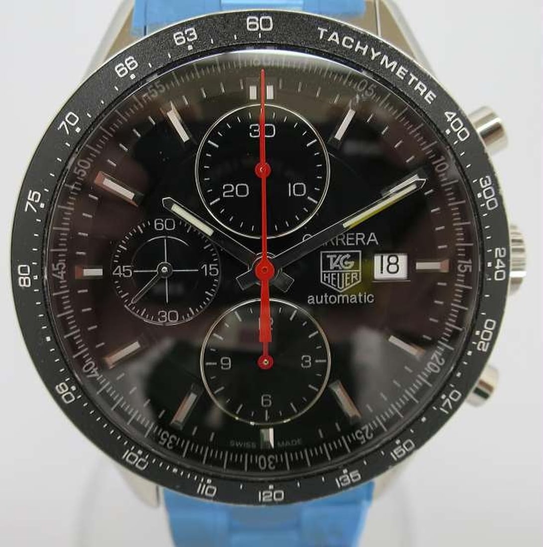 TAG Heuer CV2014-2 Carrera men's automatic chronograph watch: TAG Heuer CV2014-2 Carrera men's automatic chronograph watch Pre-owned TAG Heuer Carrera Tachymeter Chronograph men's wristwatch, model CV2014-2. It features a stainless steel case and band,