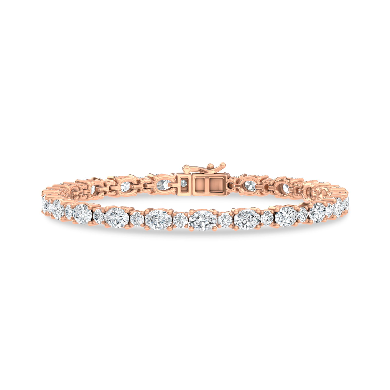 14K Rose Gold Lab Grown Diamond 8 1/2 Ct.Tw. Oavl and Round Fancy Bracelet: 14K Rose Gold Lab Grown Diamond 8 1/2 Ct.Tw. Oavl and Round Fancy Bracelet Crafted in sleek 14K Rose Gold, this oval and round fancy bracelet is adorned with lab grown diamonds totaling 8 1/2 Ct.Tw.,