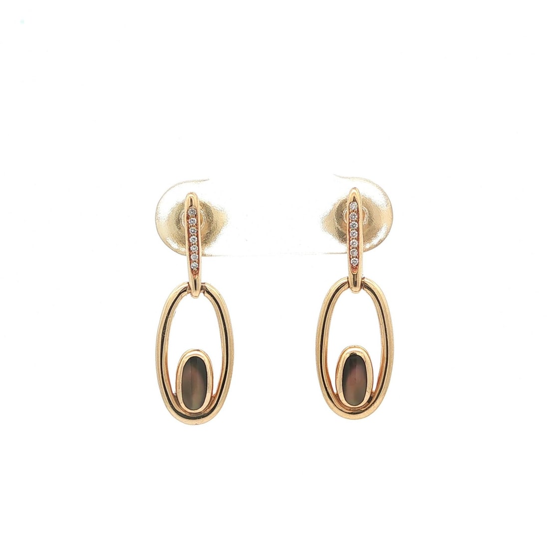 Kabana Oval Mother of Pearl Diamond 14k Gold Drop Earrings (1 of 8)