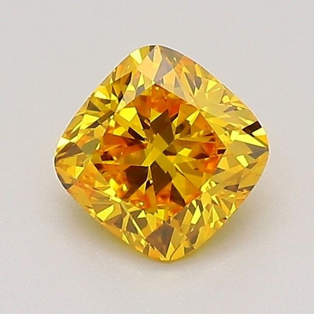 Loose Diamond - CUSHION MODIFIED 0.8ct Fancy Deep Orangey Yellow VVS2: Loose Diamond - CUSHION MODIFIED 0.8ct Fancy Deep Orangey Yellow VVS2 Source: This is a real non-mined Diamond that has been grown in a lab Shape: CUSHION MODIFIED Carats: 0.8 Color: Fancy Deep Orange