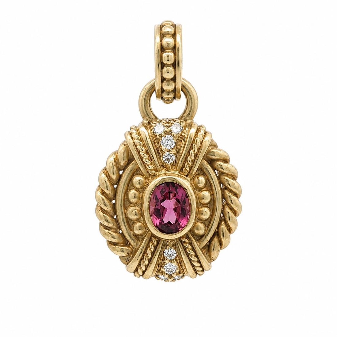 Judith Ripka oval tourmaline diamond 18k yellow gold enhancer pendant (1 of 12)