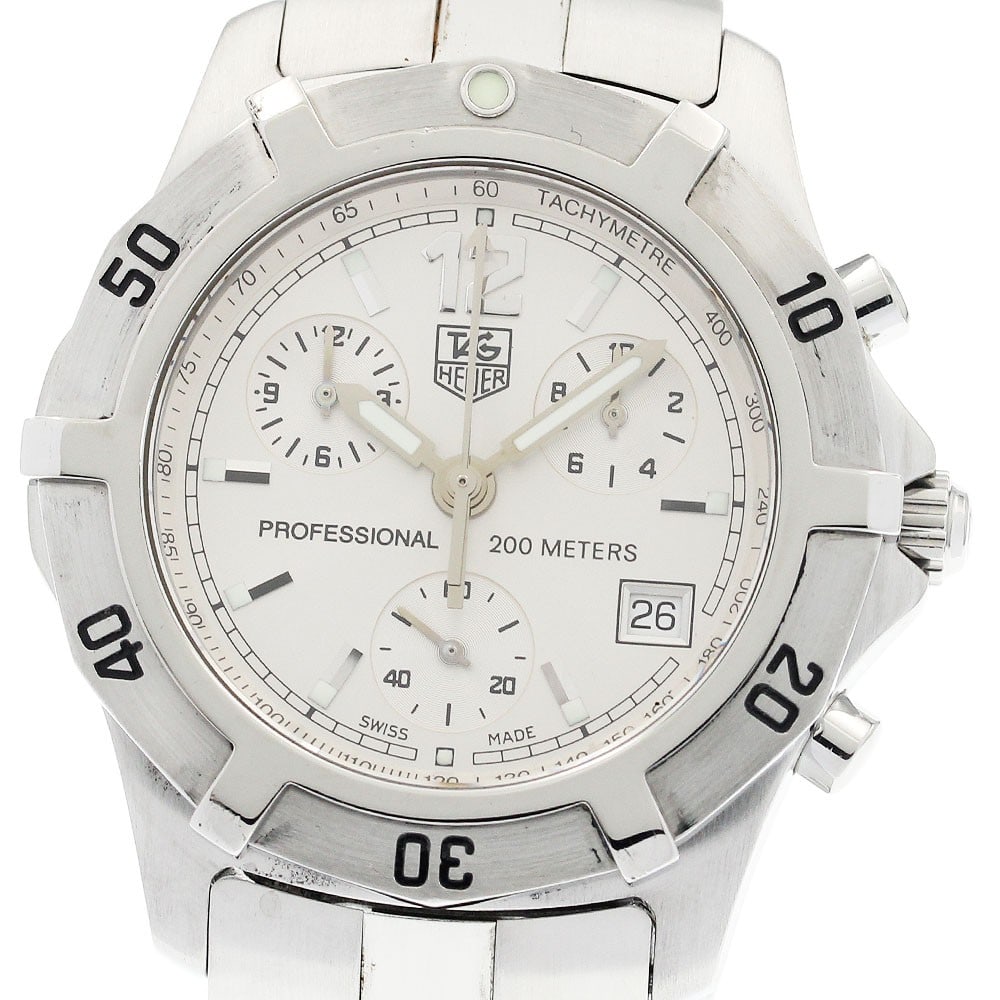 TAG Heuer Exclusive CN1111 stainless steel quartz chronograph date watch: TAG Heuer Exclusive CN1111 stainless steel quartz chronograph date watch This TAG Heuer Exclusive Date Chronograph Quartz men's wristwatch features a stainless steel case and bracelet with a silver di