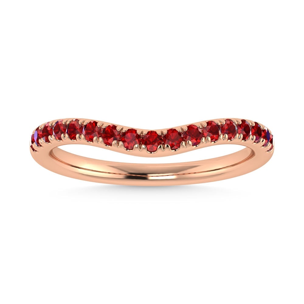 14K Rose Gold 1/3 Ct.Tw. Ruby Curve Band: 14K Rose Gold 1/3 Ct.Tw. Ruby Curve Band 14k Rose Gold Stone Color: G-h Stone Clarity: I1 Each ring is presented in standard size 6.5. Complimentary resizing is available between sizes 510 (in 1/4 inc