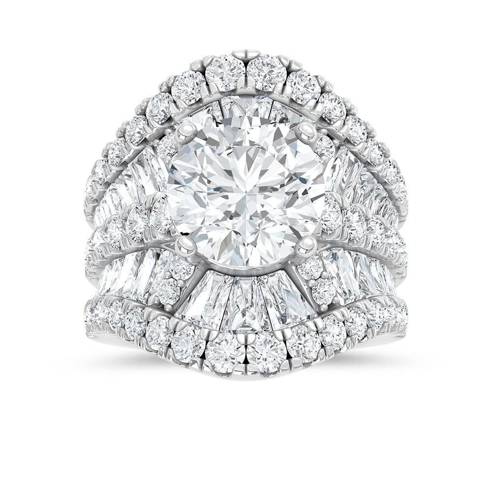 14K White Gold Lab Grown Diamond 9 1/2 Ct.Tw. Engagement Ring: 14K White Gold Lab Grown Diamond 9 1/2 Ct.Tw. Engagement Ring 14k White Gold Stone Color: D-f Stone Clarity: Vs Each ring is presented in standard size 6.5. Complimentary resizing is available between