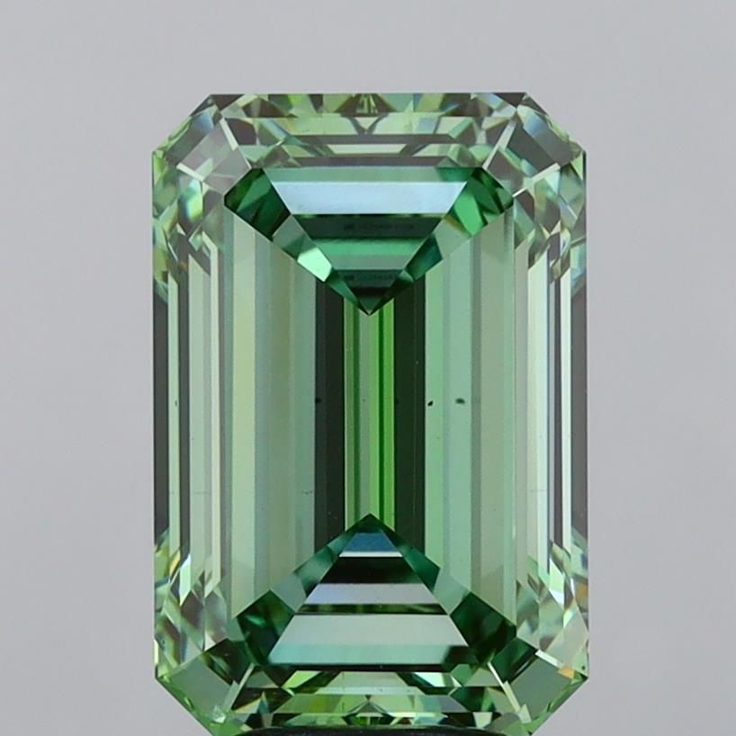 Loose Diamond - EMERALD 6.03ct Fancy Vivid Green VS2: Loose Diamond - EMERALD 6.03ct Fancy Vivid Green VS2 Source: This is a real non-mined Diamond that has been grown in a lab Shape: EMERALD Carats: 6.03 Color: Fancy Vivid Green Certification: IGI