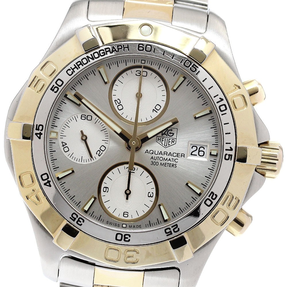 TAG Heuer Aquaracer CAF2120 Mens Date Chronograph Wristwatch: TAG Heuer Aquaracer CAF2120 Mens Date Chronograph Wristwatch TAG Heuer Aquaracer men's wristwatch, reference CAF2120, with a silver dial and automatic movement. It features date, chronograph, and smal