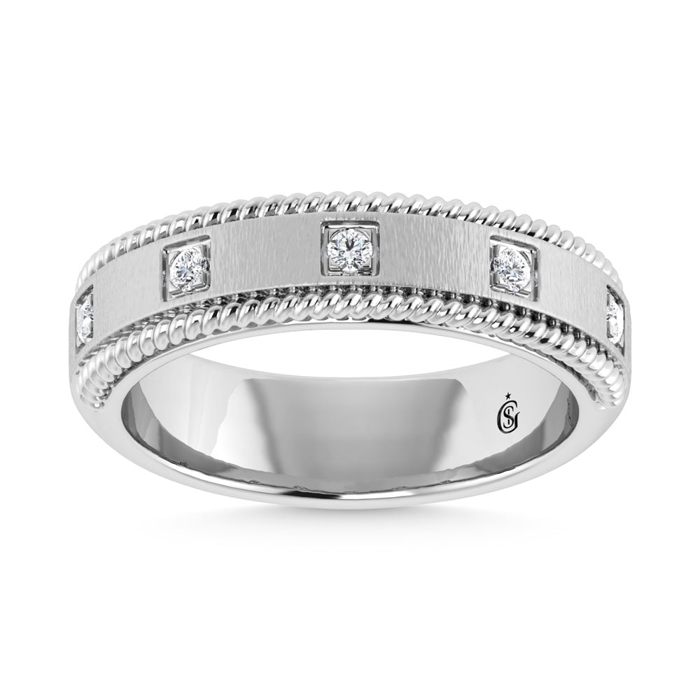 14K W Gold Diamond 1/6 Ct.Tw. Bezel Set Machine Band (1 of 4)