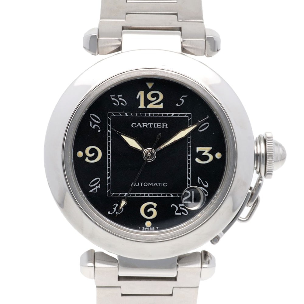 Cartier Pasha 2324 Unisex Automatic Wristwatch Stainless Steel: Cartier Pasha 2324 Unisex Automatic Wristwatch Stainless Steel Cartier Pasha 2324 automatic unisex wristwatch in stainless steel with a silver and black color scheme. This pre-owned, overhauled model 