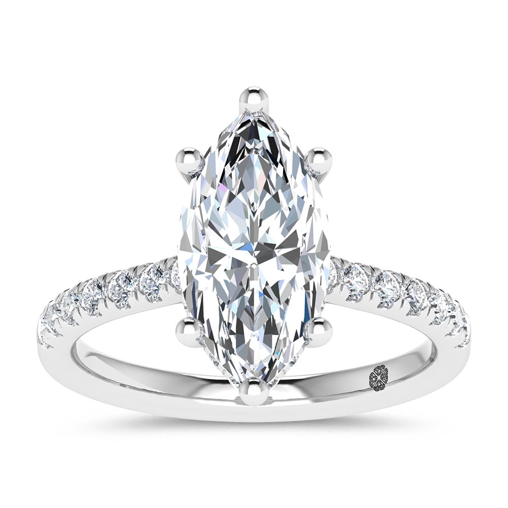 14K White Gold 4 1/2 Ct.Tw. Lab Grown Diamond Marquise Shape Engagement Ring (IGI Certified Center: 14K White Gold 4 1/2 Ct.Tw. Lab Grown Diamond Marquise Shape Engagement Ring (IGI Certified Center 4ct) Discover subtle brilliance and modern elegance with our Hidden Halo Diamond Engagement Ring. Thi
