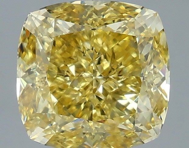 Loose Diamond - CUSHION MODIFIED 3.08ct Fancy Intense Yellow VS1: Loose Diamond - CUSHION MODIFIED 3.08ct Fancy Intense Yellow VS1 Source: This is a real non-mined Diamond that has been grown in a lab Shape: CUSHION MODIFIED Carats: 3.08 Color: Fancy Intense Yellow 