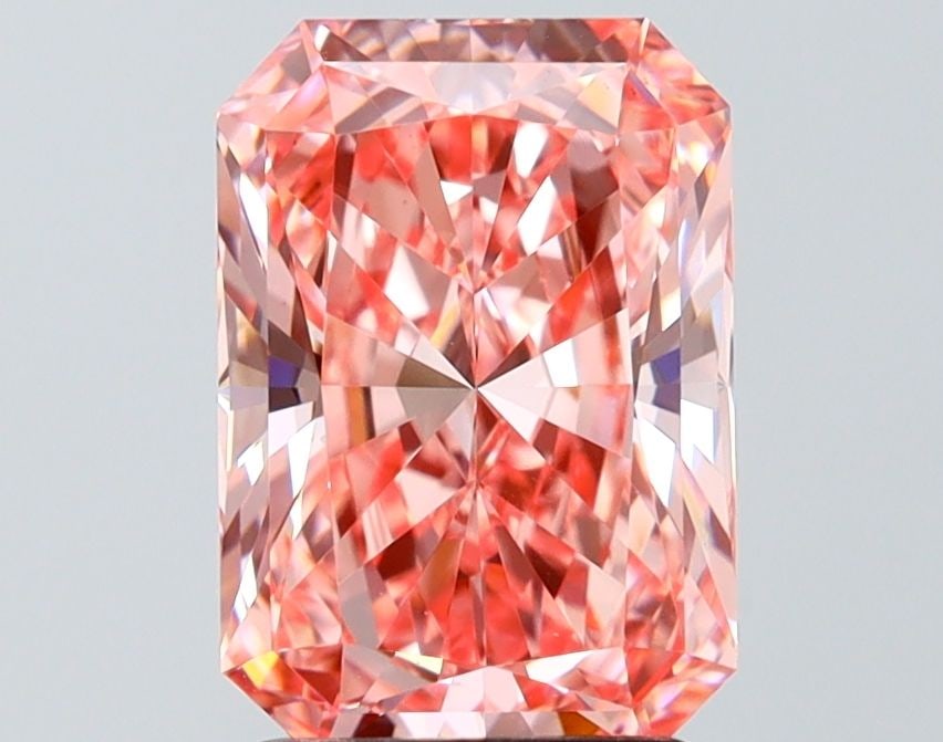 Loose Diamond - RADIANT 2.56ct Fancy Vivid Pink VS1: Loose Diamond - RADIANT 2.56ct Fancy Vivid Pink VS1 Source: This is a real non-mined Diamond that has been grown in a lab Shape: RADIANT Carats: 2.56 Color: Fancy Vivid Pink Certification: IGI Video: