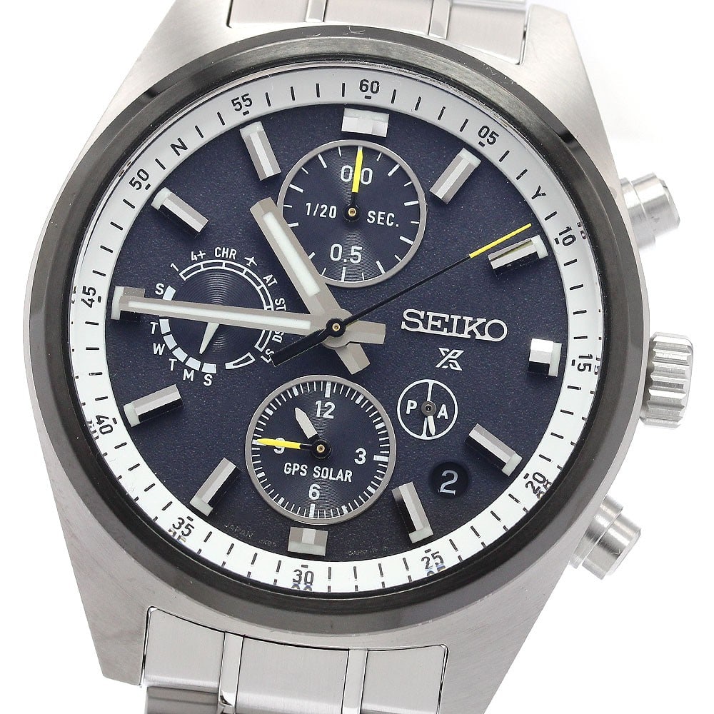 Seiko Prospex SBED011 5X83-0AH0-1 Solar Radio Controlled Wristwatch: Seiko Prospex SBED011 5X83-0AH0-1 Solar Radio Controlled Wristwatch Pre-owned Seiko Prospex men's wristwatch with GPS solar radio-controlled movement and a black dial. This watch features a stainless 