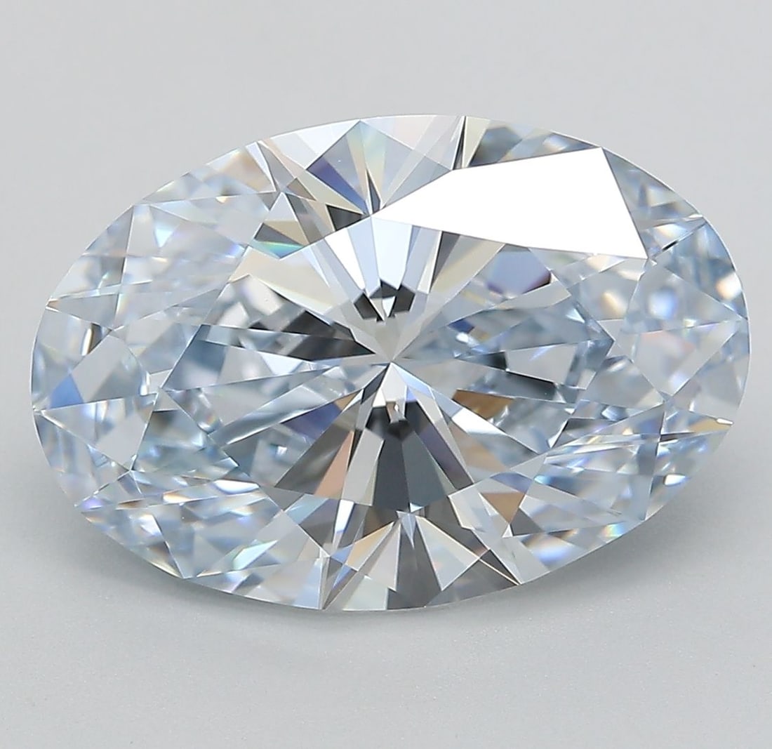Loose Diamond - OVAL 5.54ct Fancy Blue IF: Loose Diamond - OVAL 5.54ct Fancy Blue IF Source: This is a real non-mined Diamond that has been grown in a lab Shape: OVAL Carats: 5.54 Color: Fancy Blue Certification: IGI Video: