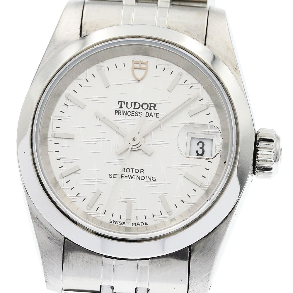 TUDOR Princess Date 92400 Stainless Steel Automatic Ladies Watch: TUDOR Princess Date 92400 Stainless Steel Automatic Ladies Watch This TUDOR Princess Date Automatic wristwatch is designed for women and features a stainless steel case and band with a silver dial. Th