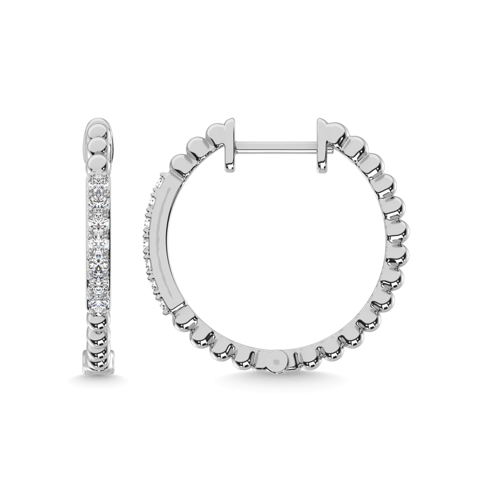 10K White Gold Diamond 1/6 Ct.Tw. Hoop Earrings: 10K White Gold Diamond 1/6 Ct.Tw. Hoop Earrings 10k White Gold Stone Color: G-h Stone Clarity: I1 This item may take 2-5 weeks for shipping. The Diamond Depot Guarantee: All items in this auction are 