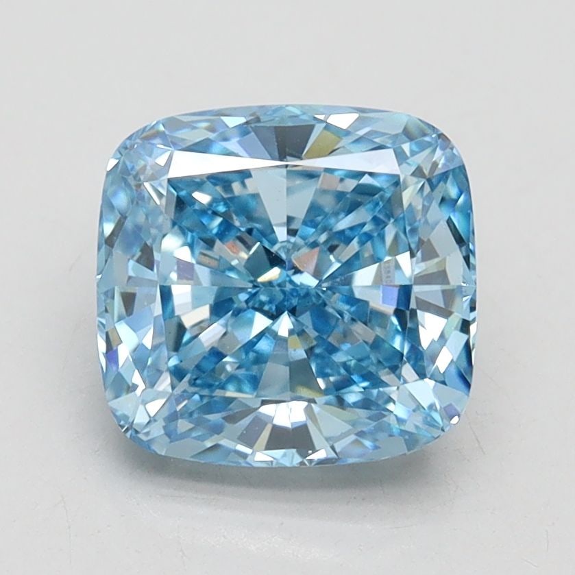 Loose Diamond - CUSHION BRILLIANT 2.08ct Fancy Vivid Blue VS1: Loose Diamond - CUSHION BRILLIANT 2.08ct Fancy Vivid Blue VS1 Source: This is a real non-mined Diamond that has been grown in a lab Shape: CUSHION BRILLIANT Carats: 2.08 Color: Fancy Vivid Blue Certif