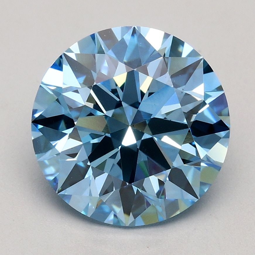 Ideal Loose Diamond - ROUND 2.06ct Fancy Blue VS2: Ideal Loose Diamond - ROUND 2.06ct Fancy Blue VS2 Source: This is a real non-mined Diamond that has been grown in a lab Shape: ROUND Carats: 2.06 Color: Fancy Blue Certification: IGI Video: