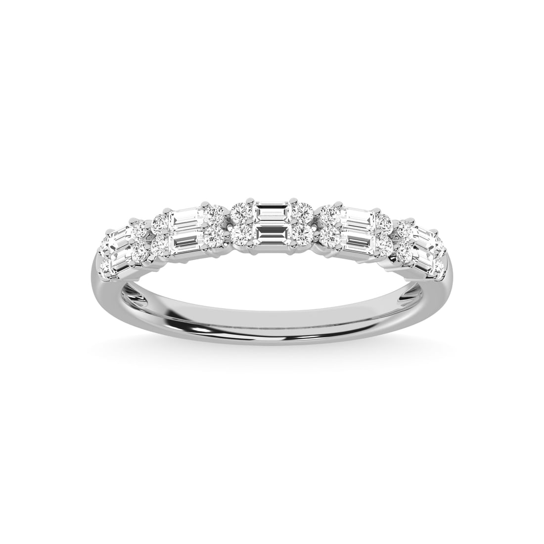 14K White Gold Diamond 1/3 Ct.Tw. Fashion Band: 14K White Gold Diamond 1/3 Ct.Tw. Fashion Band 14k White Gold Stone Color: G-h Stone Clarity: I1 Each ring is presented in standard size 6.5. Complimentary resizing is available between sizes 510 (in 