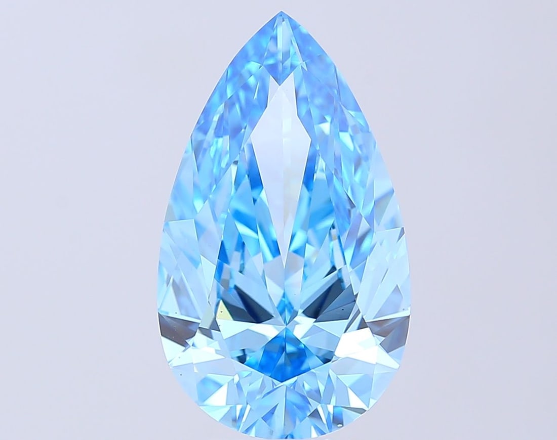 Loose Diamond - PEAR 7.01ct Fancy Vivid Blue VS2: Loose Diamond - PEAR 7.01ct Fancy Vivid Blue VS2 Source: This is a real non-mined Diamond that has been grown in a lab Shape: PEAR Carats: 7.01 Color: Fancy Vivid Blue Certification: IGI Video: