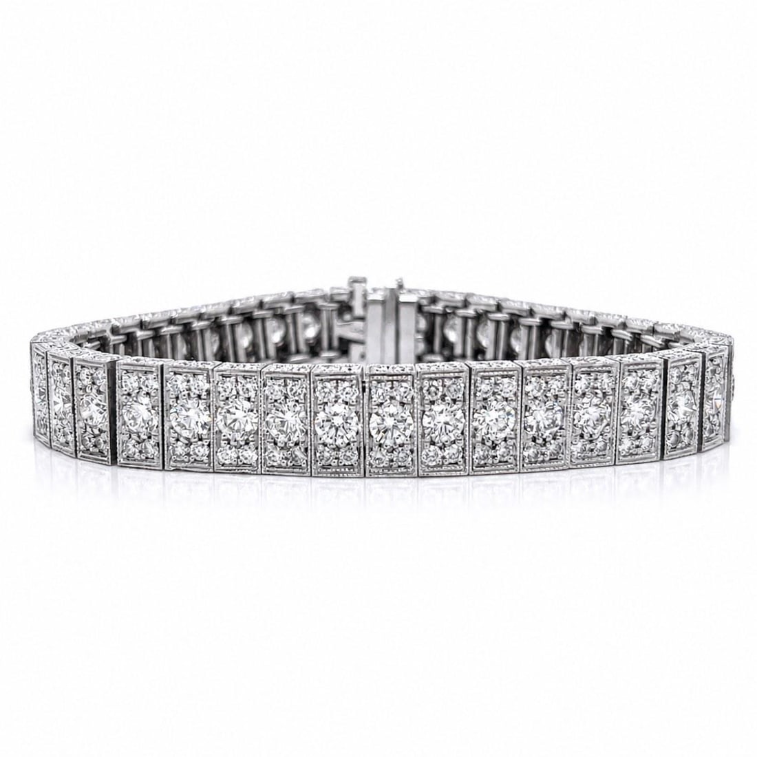 Platinum Diamond Bracelet 19.50 Ct 7.5 x 0.5 Inches (1 of 3)