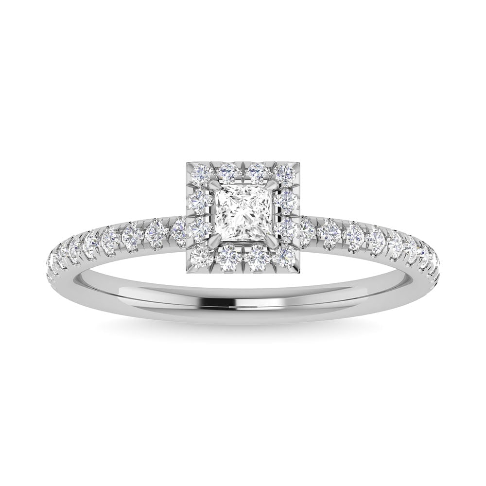 Diamond 3/4 Ct.Tw. Princess Cut Engagement Ring in 14K White Gold: Diamond 3/4 Ct.Tw. Princess Cut Engagement Ring in 14K White Gold Diamond 3/4 Ct.Tw. Princess Cut Engagement Ring in 14K White Gold 14k White Gold Stone Color: G-h Stone Clarity: I1 Each ring is prese