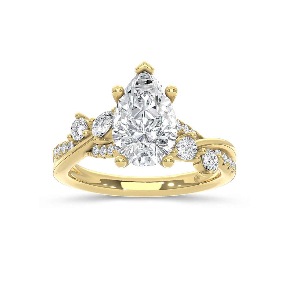 14K Yellow Gold Lab Grown Diamond 2 3/8 Ct.Tw. Floral Shank Engagement Ring (Center 2ct): 14K Yellow Gold Lab Grown Diamond 2 3/8 Ct.Tw. Floral Shank Engagement Ring (Center 2ct) 14k Yellow Gold Stone Color: D-f Stone Clarity: Vs Each ring is presented in standard size 6.5. Complimentary r