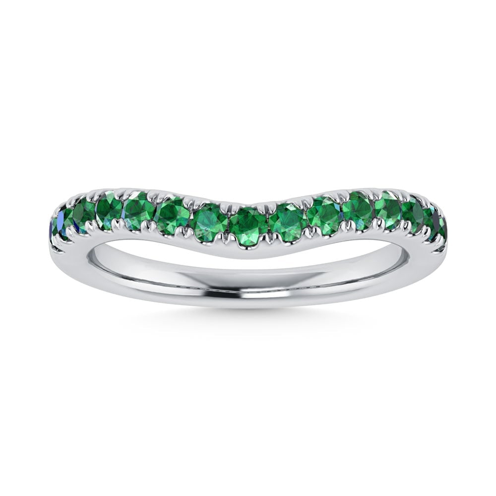14K White Gold Emerald 3/8 Ct.Tw. Curve Band: 14K White Gold Emerald 3/8 Ct.Tw. Curve Band 14k White Gold Stone Color: G-h Stone Clarity: I1 Each ring is presented in standard size 6.5. Complimentary resizing is available between sizes 510 (in 1/