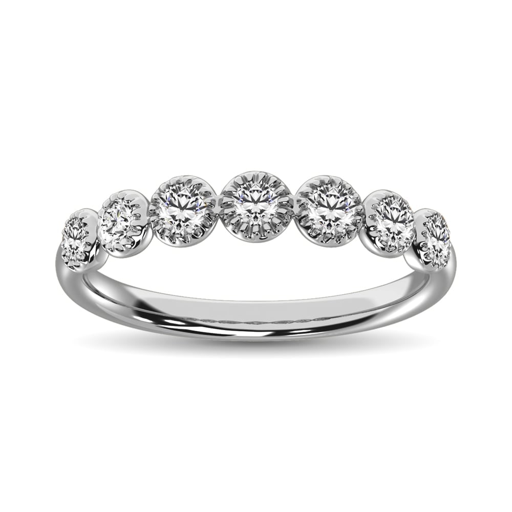 Diamond 1/6 Ct.Tw. Stack Band in 14K White Gold: Diamond 1/6 Ct.Tw. Stack Band in 14K White Gold 14k White Gold Stone Color: G-h Stone Clarity: I1 Each ring is presented in standard size 6.5. Complimentary resizing is available between sizes 510 (in
